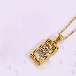 NEW 18K GOLD PLATED TAROT NECKLACE – THE WHEEL CARD PENDANT
